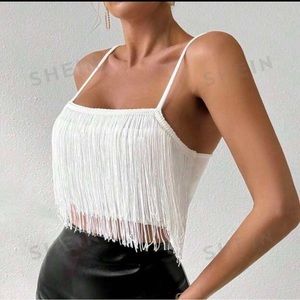 Women's Sexy Fringe Cami Cropped Tank Top